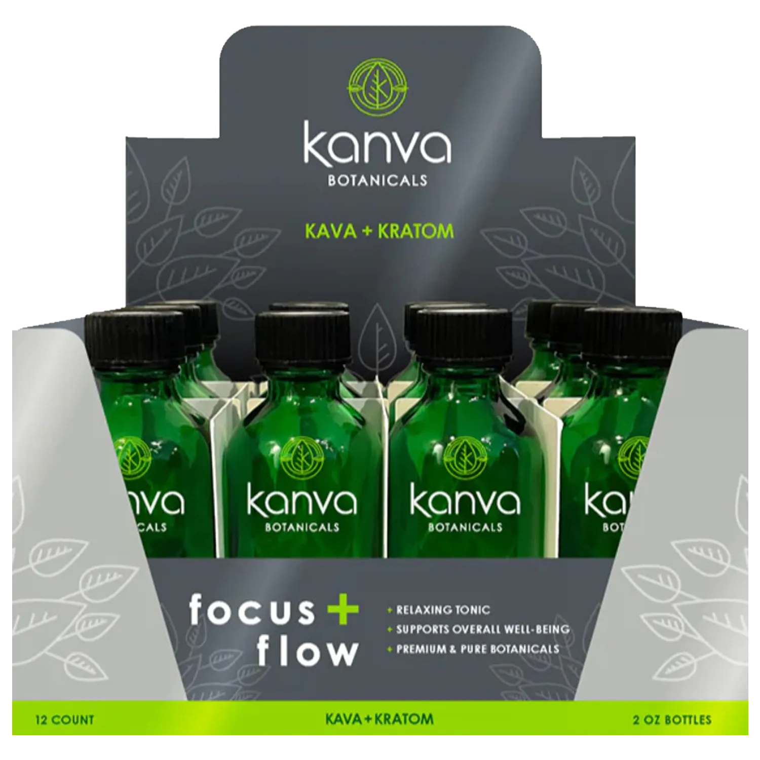 Kanva Botanicals Focus + Flow 2fl Oz 60ml Bottle Display 12ct - Harvard  Distributing